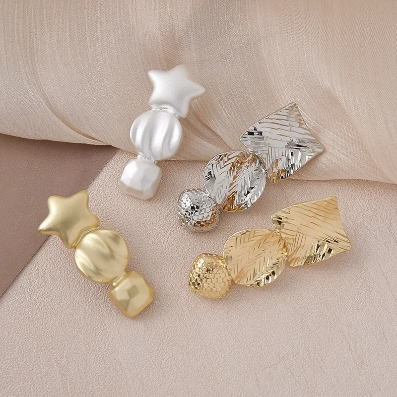 

New Sweet Cool Design Star Embossed Square Duckbill Clip Set for Women Daily Delicate Unique Hair Accessory Premium Portable