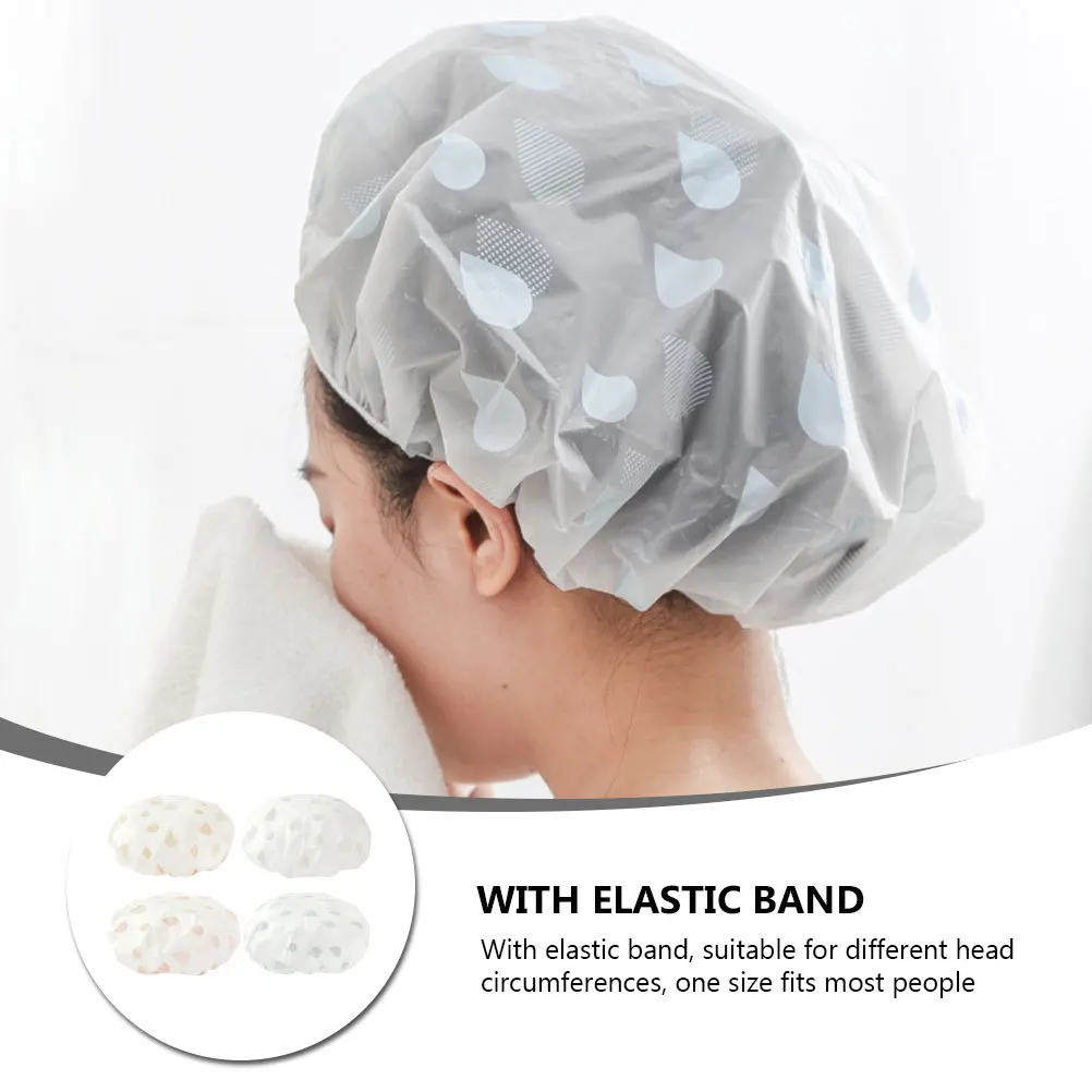 

4Pcs Waterproof Shower Cap Eva Material Reusable Soft Elastic Band for Bathing Makeup Spa Travel Waterproof Shower Cap