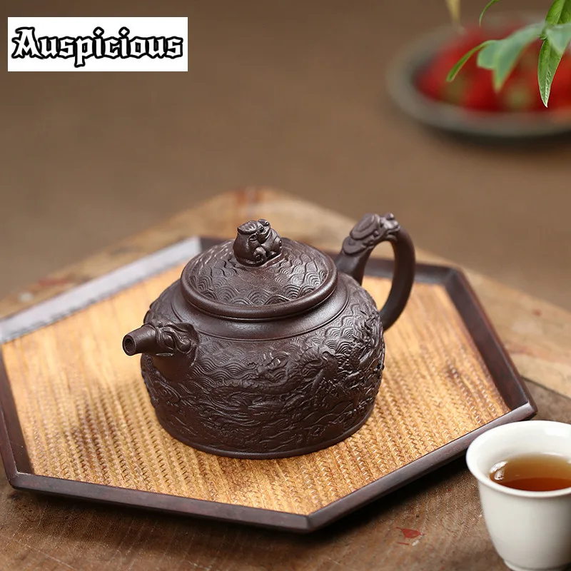 

330ml Authentic Yixing Purple Clay Teapots Raw Ore Purple Mud Handmade Tea Pot Home Zisha Filter Kettle Customized Teaware Gift