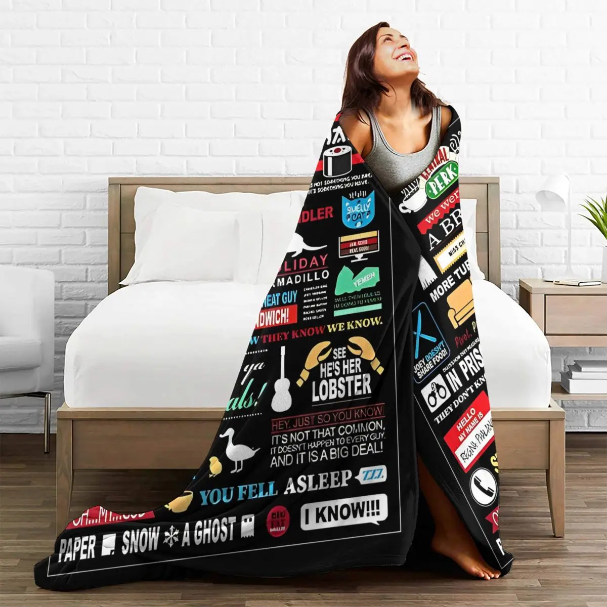 Friends The TV Series Quotes Knitted Blankets American tv Show Rachel Flannel Throw Blanket Bedroom Portable Ultra-Soft Warm image 3
