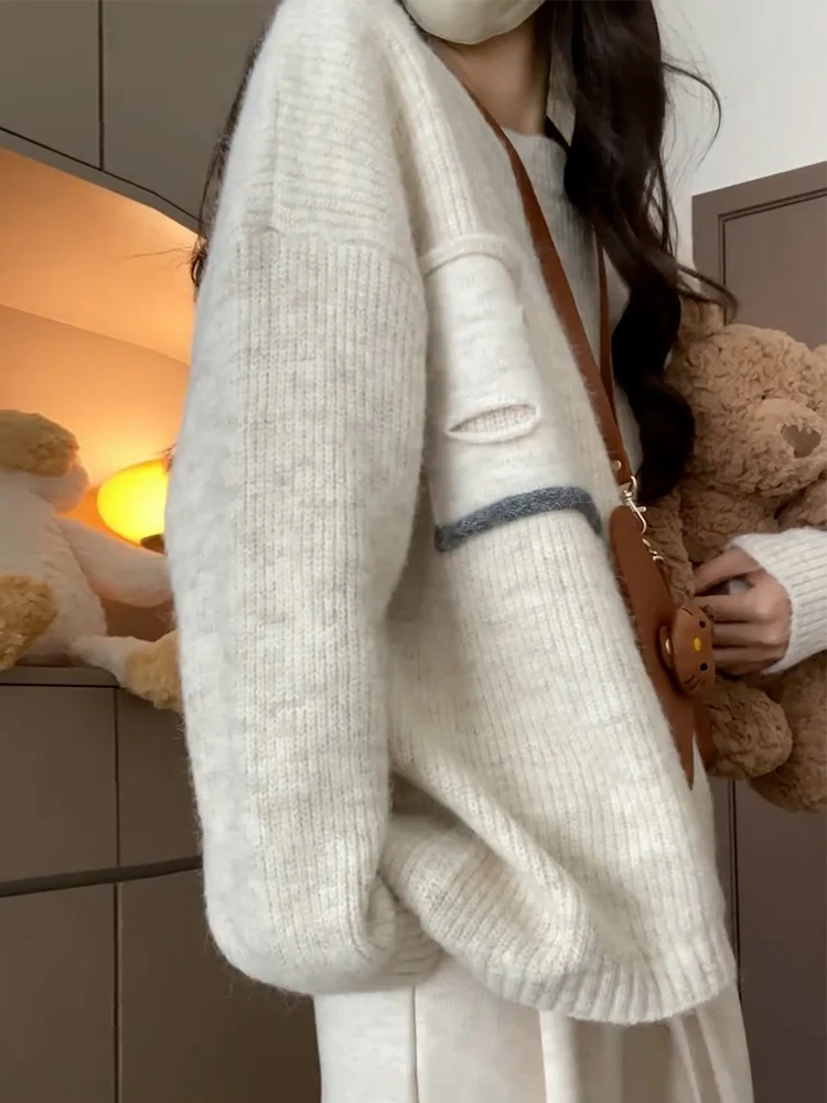 Autunno Inverno Donna Maglione lavorato a maglia Abbigliamento interno Casual High-End Sensazione Lunga Sve round Ne Top GATTIBOR Pendolarismo Sle