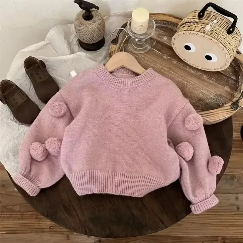 Children Sweater for Girls  Autumn and Winter  Western Korean Edition Thickened New Knitwear Winter Sweater Jeans Set