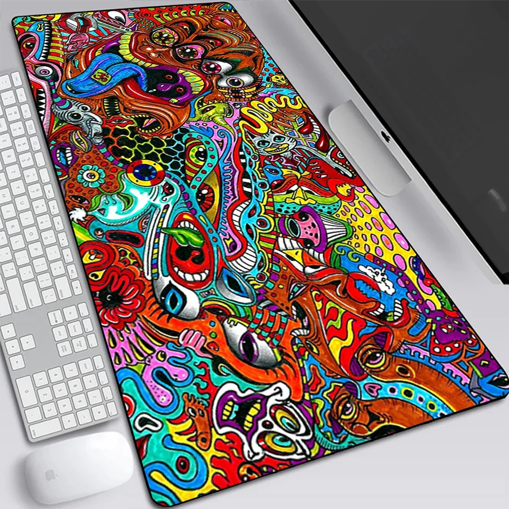 Trippy Psychedelic Weed Large Gaming Mouse Pad Computer Laptop Mousepad Keyboard Pad Desk Mat PC Gamer Mouse Mat Office Computer