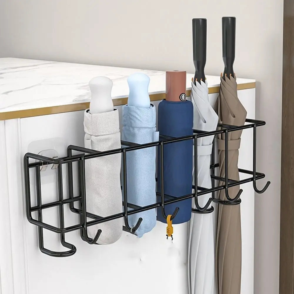 

Practical 4/6 Grids Umbrella Storage Rack Black/White Wall-mounted Bag Key Storage Holder Metal Drying Umbrella Holder Entryway
