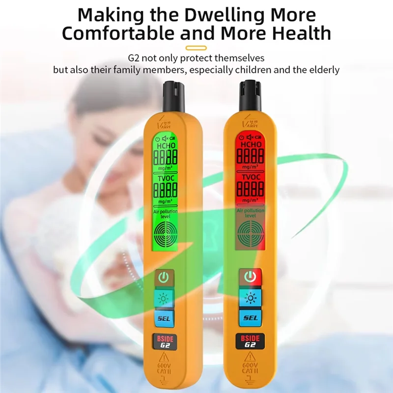 

BSIDE G2 Air Quality Detector Formaldehyde HCHO TVOC Rechargeable Portable Auto Sound Light Alarm LCD Display Indoor And Travel