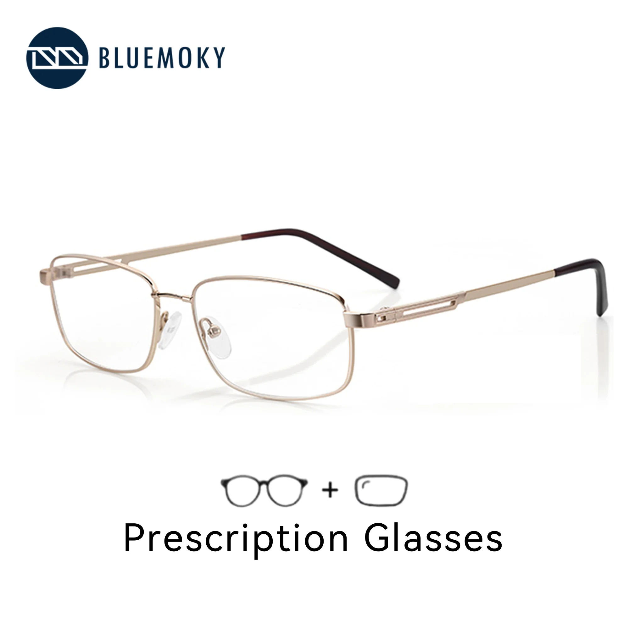 

BLUEMOKY Fashion Memory Metal Prescription Glasses Rectangle Optical Lenses With Recipe Man Myopia Eyeglasses For Men