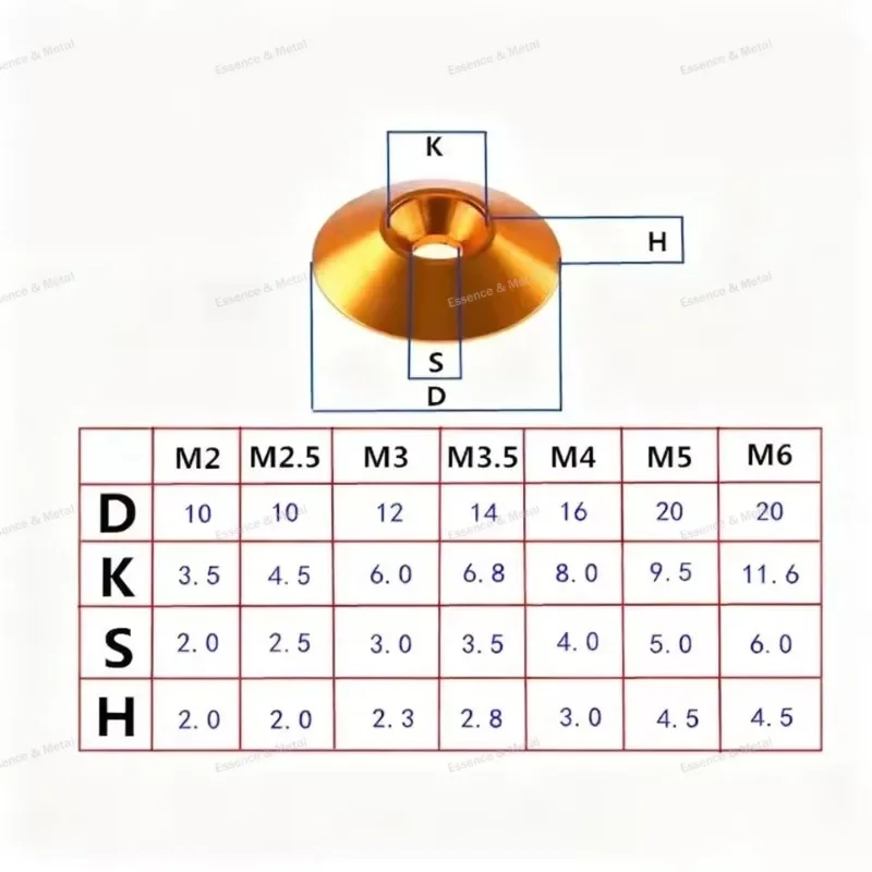 Brass Countersunk Head Washer Cup Washer M2 M2.5 M3 M3.5 M4M5 M6 Pure Brass Countersunk Head Screw Washer Suitable for DIY Parts
