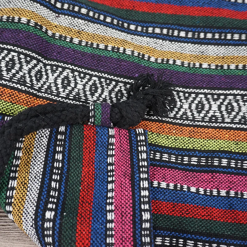 2024 Female Vintage Backpack Gypsy Bohemian Hippie Tribal Ethnic Retro Folk Boho Knitting Woven Cottagecore Drawstring Sack Bag