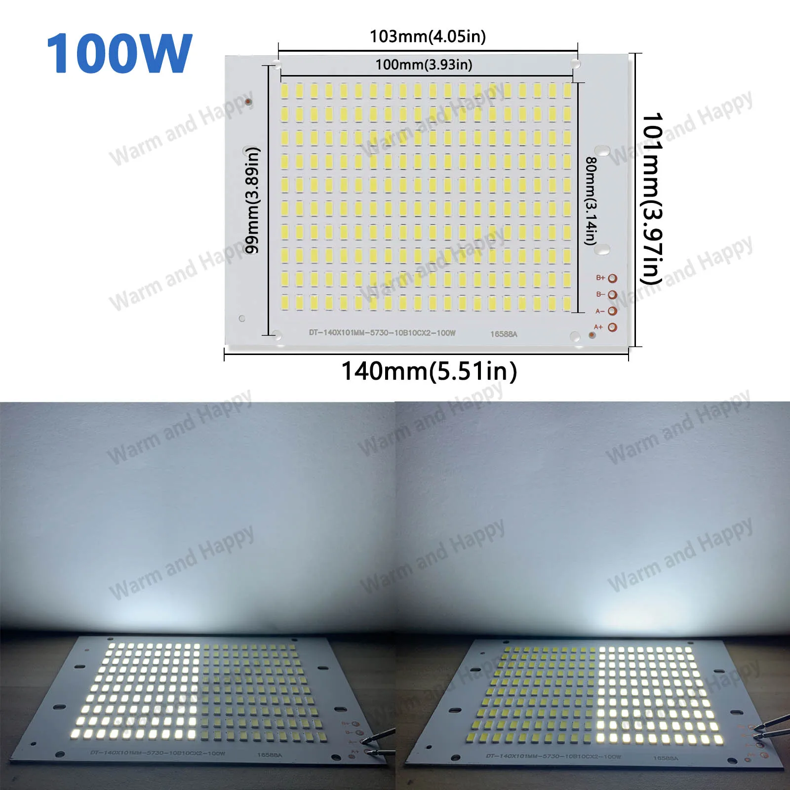 SMD-5730 100W DC30-32V SMD źródło światła tablica LED COB kwadratowy chip aluminiowy biały 6500K zewnętrzne akcesoria do reflektorów na dziedzińcu