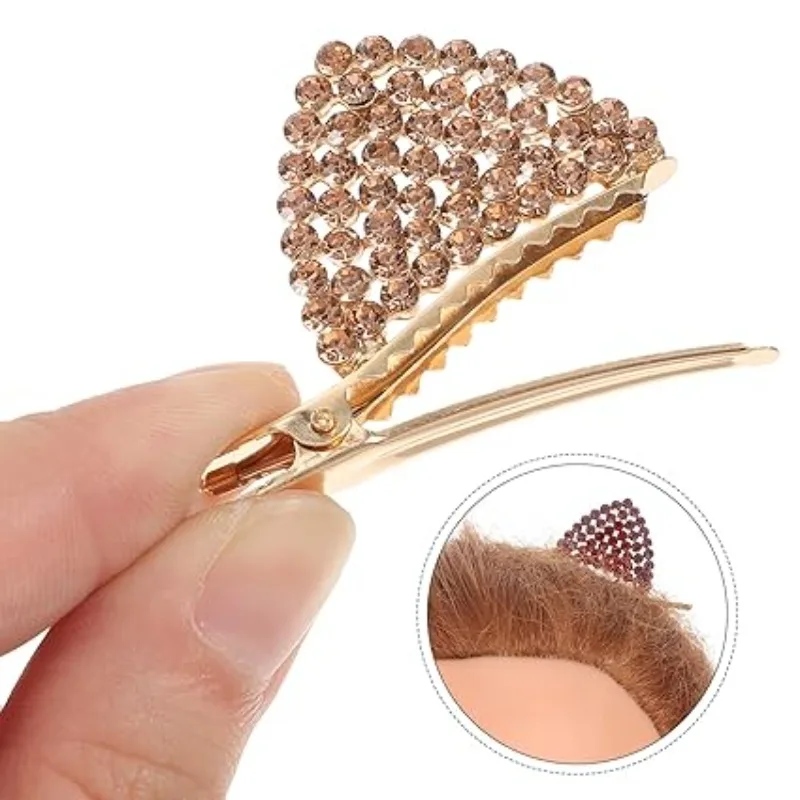 

1pair/ Rhinestone Cat Ears Hair Clips Glitter Crystal Fashion Hair Barrettes for Women Girls Halloween Cosplay Gift Accessories
