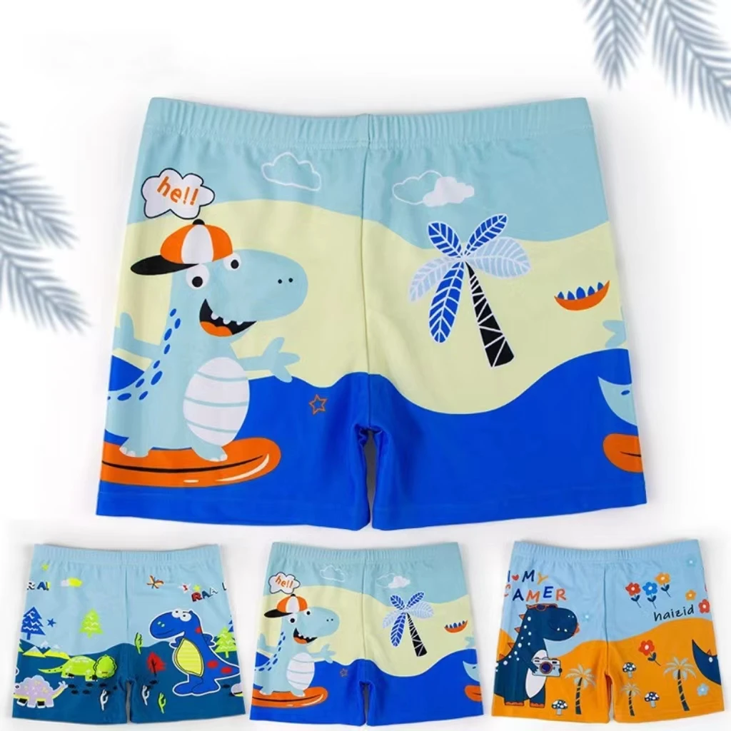 Children\'s Swimming Trunks New Beach Trousers Boys Students Flat Swim Shorts Comfortable Quick-Dry Cartoon Swimming Trunks