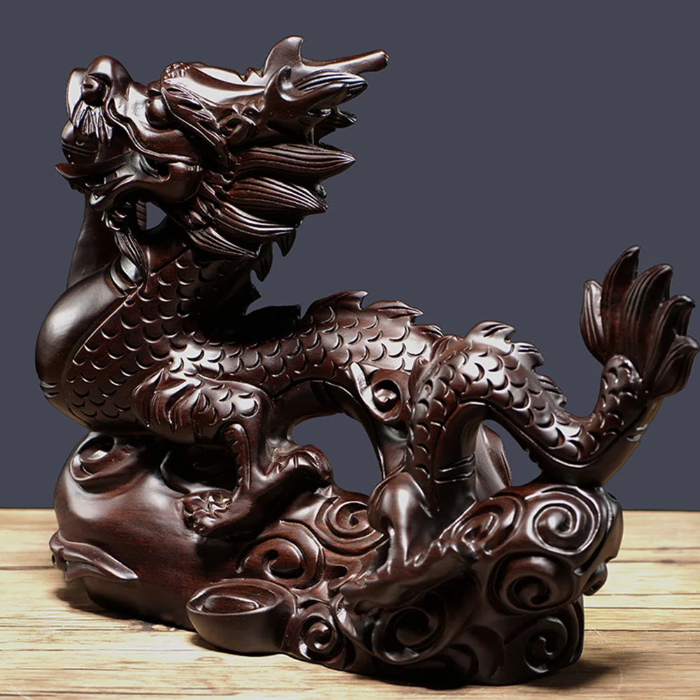 Zodiac Dragon Wooden Carved Ornaments Office Decoration Crafts (rosewood) Table Desktop Decorations Wealth Prosperity