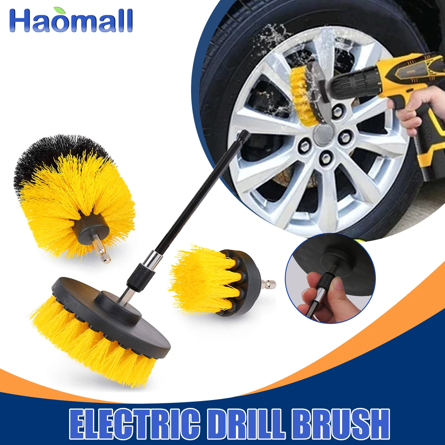 

Electric Drill Brush Kit Auto Tires Cleaning Tools All Purpose Cleaner for Tile Bathroom Kitchen Round Plastic Scrubber Brushes