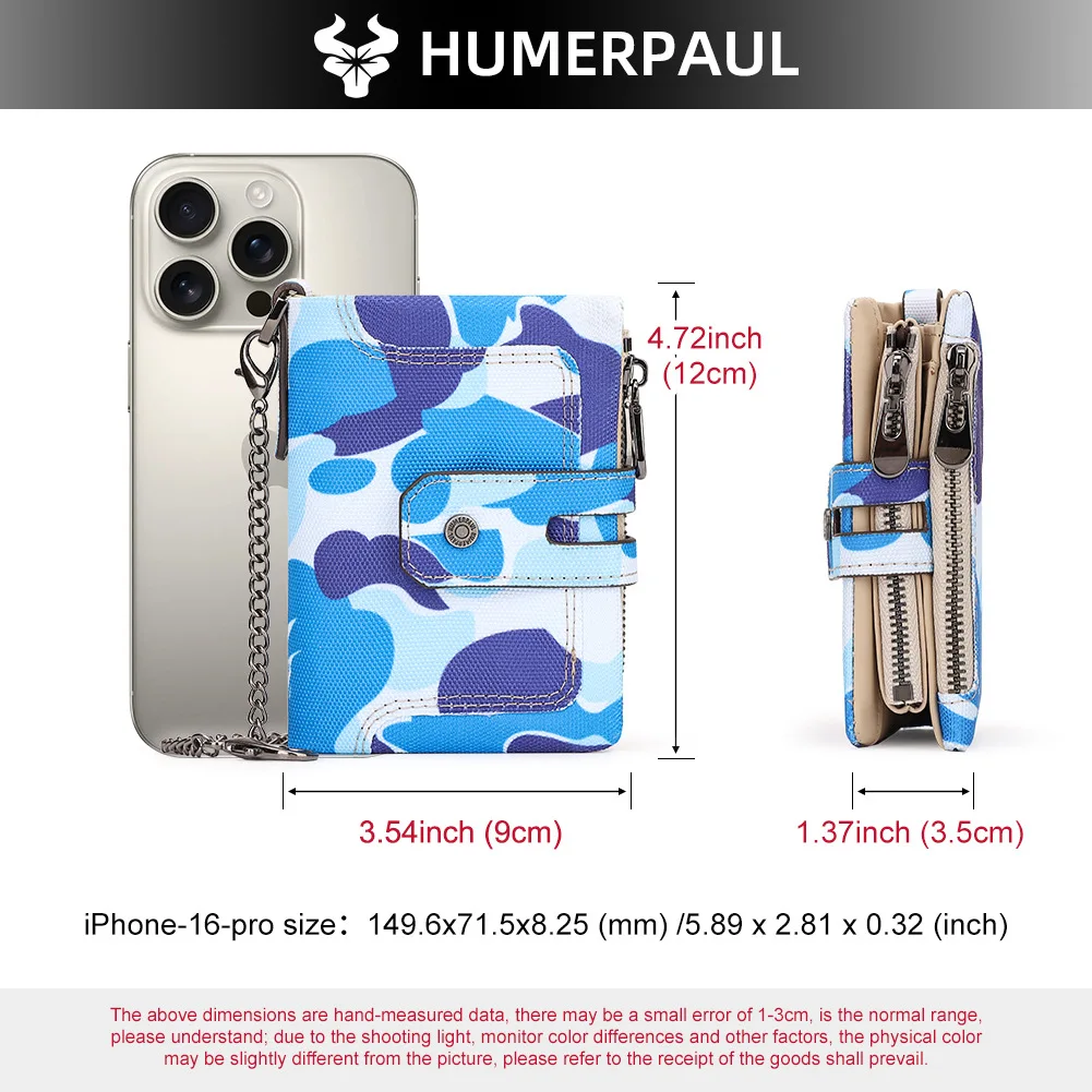 

Камуфляжная цепочка из ткани Оксфорд, пояс, кошелек, пряжка, молния, большая вместимость, несколько слотов, многофункциональный RFID-кошелек