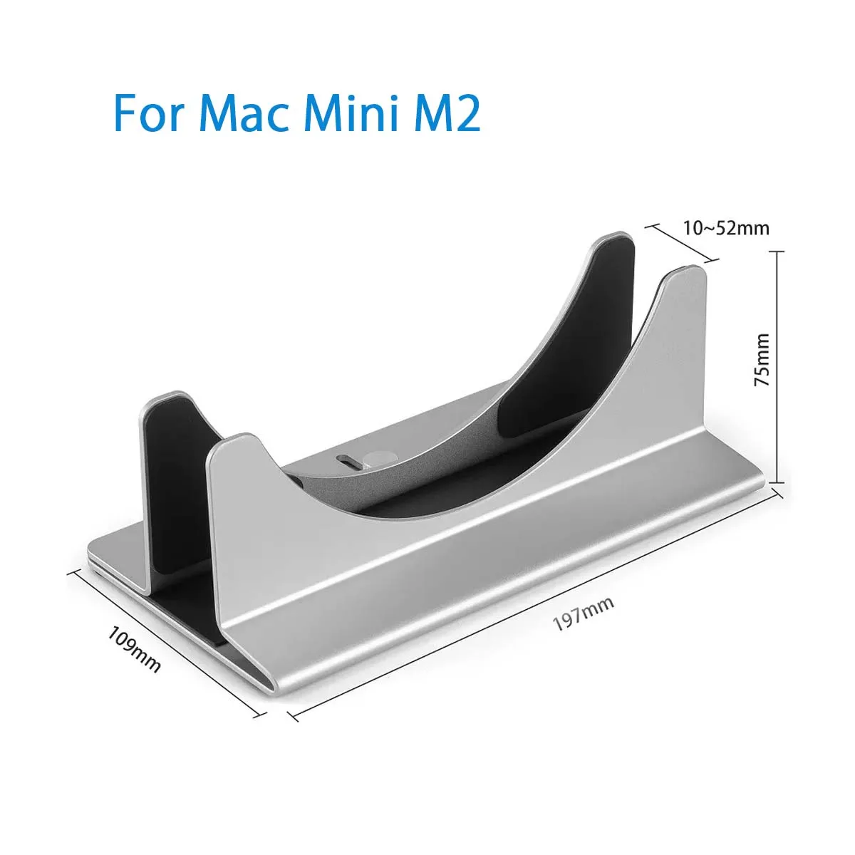 Mac Mini Stand, Adjustable Without Tools, Aluminum Material, Width Adjust from 10 to 52 mm, Support for Mini M2 and All Laptops