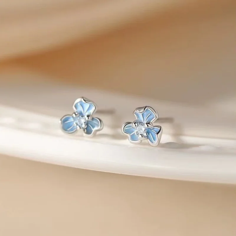 925 sterling silver needle iris earrings niche light luxury women's earrings high-end earrings birthday/Christmas/New Year gifts