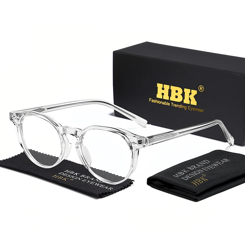 

HBK Simple Vintage Men Glasses frames Square TR90 frame Cellulose Propionate Temple Tips Women Anti Blue Light Glasses Frame