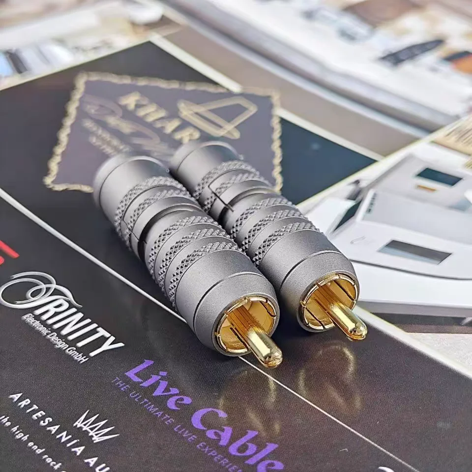 

4pcs Dutch Kharma new RCA plug audiophile grade copper gold-plated RCA plug HIFI audio line DIY plug welding type