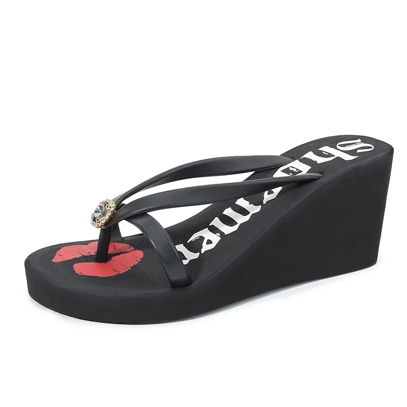 Pantofole da casa piattaforma scarpe col tacco alto Lady Summer zoccoli donna Slides Pantofle infradito in gomma Low On A Wedge Beach Girl 20