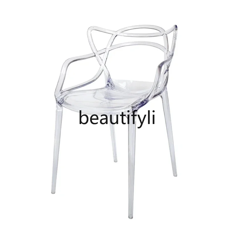 

Cat Ear Chair Single Backrest Armrest Dining Chair Simple Acrylic Chair