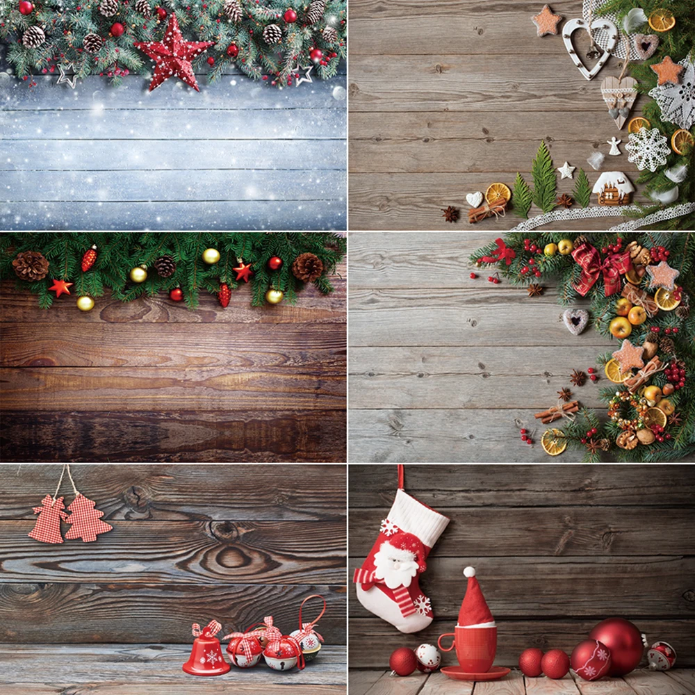 

MOON.QG 2025 Christmas Photography Backdrop Plank Pine Branch Baubles Photozone Background Children Photo Studio Photocall Props