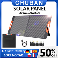 Portable 200W Foldable Solar Panel 100W 60W Folding With Bracket Battery Charger for Camping Phone Outdoor Waterproof Power Bank