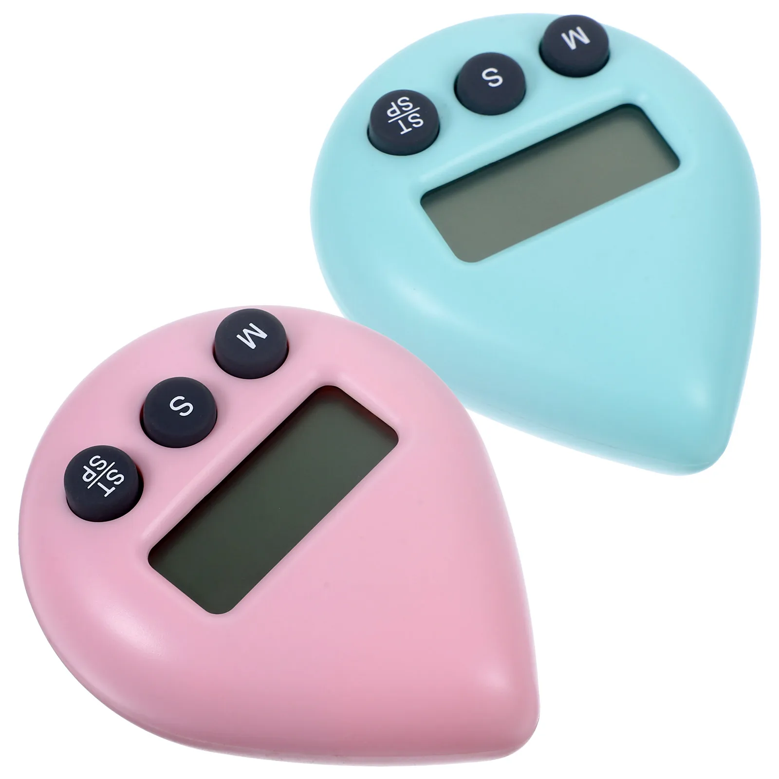 

2Pcs Drop Shape Kitchen Timer Digital Countdown Small Timers for Cooking Study Pink Light Blue Portable Gifts Students Family