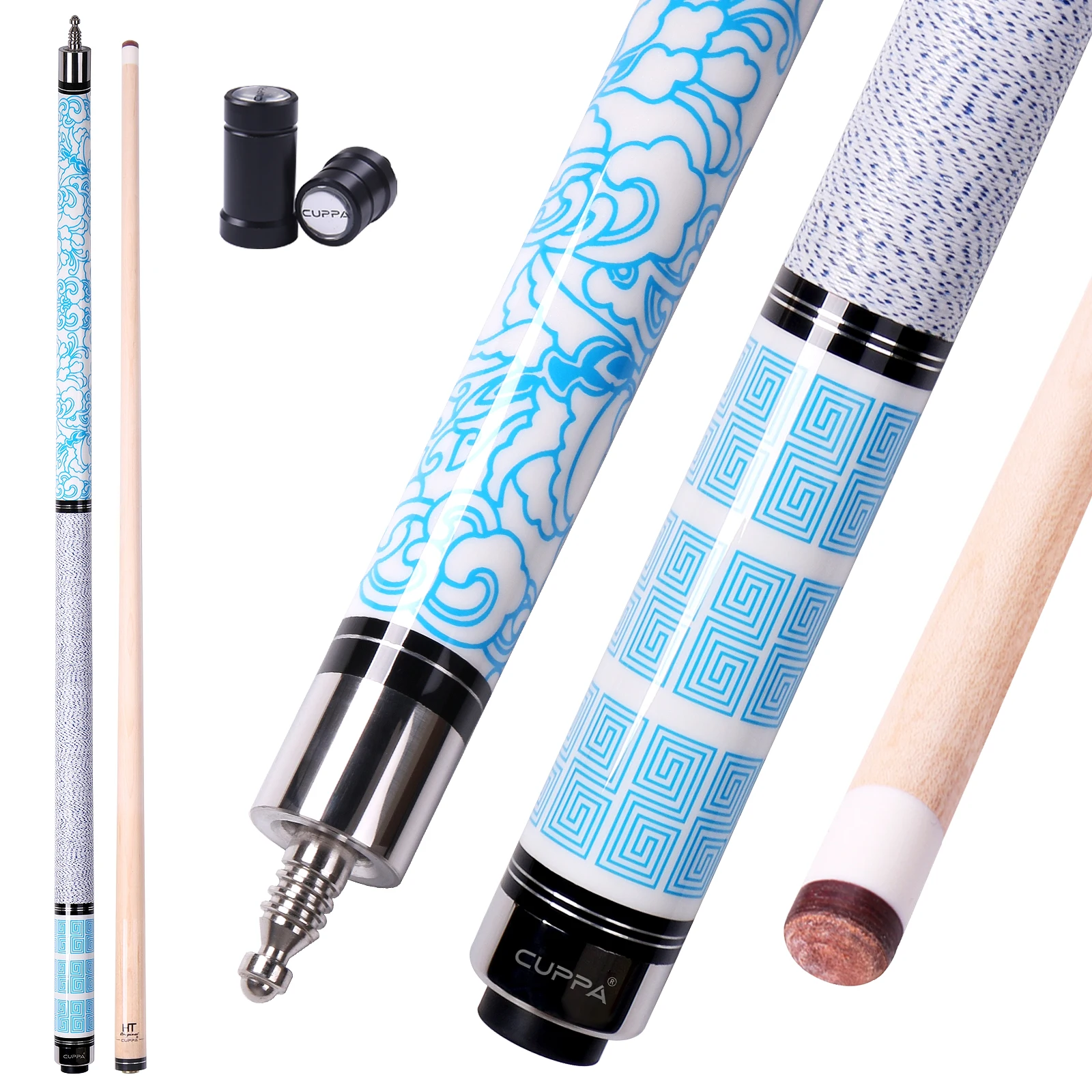 CUPPA QHC-1 Professional Pool Cue Stick 1/2 Split Maple Shaft Speed Loc Joint 12.5mm Tip Billiard Stick for Intermediate