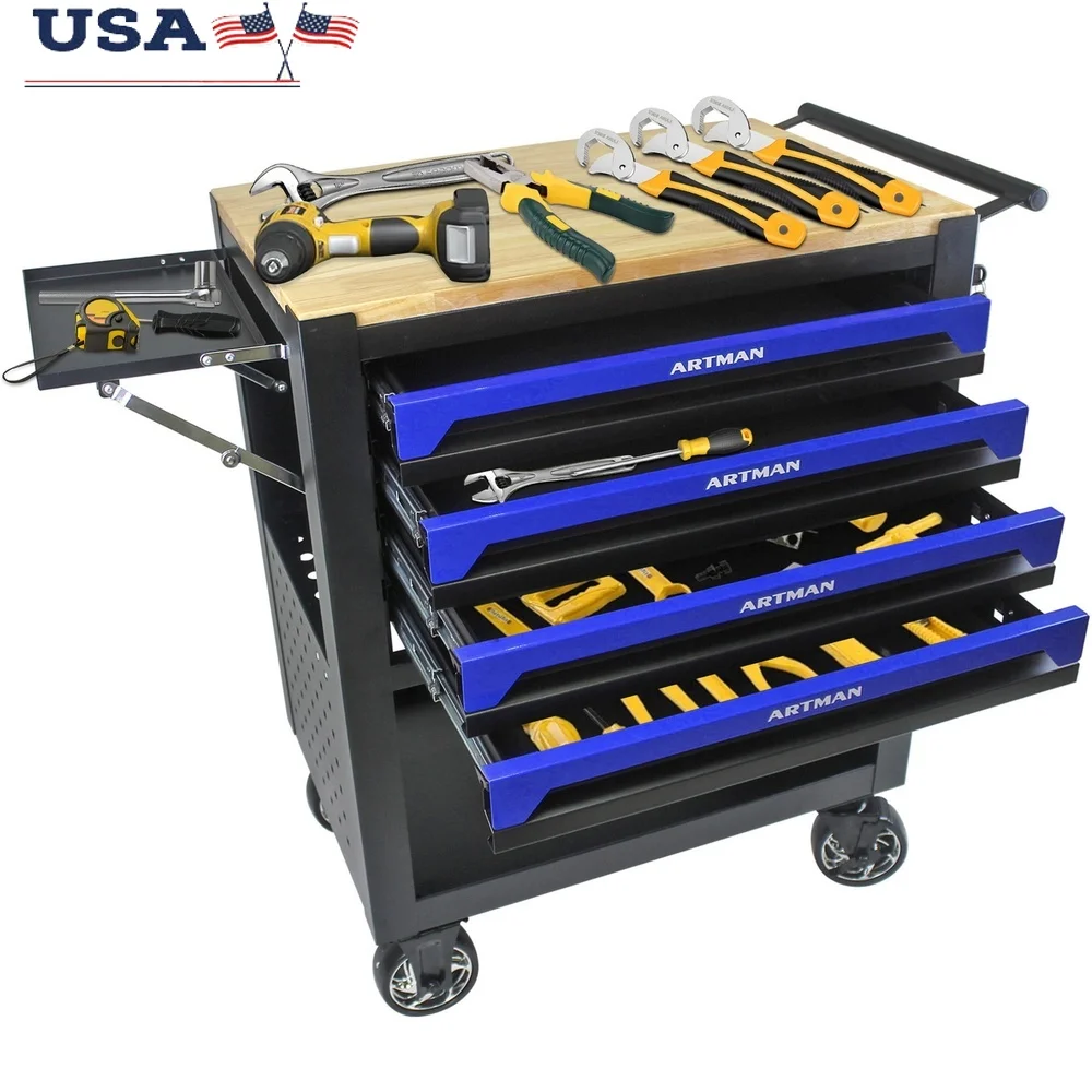 30 Inch Mechanic Tool Cart 700 lb Capacity 4 Drawer Tool Chest Rolling Garage Storage Heavy Duty Steel with Lockable Drawers