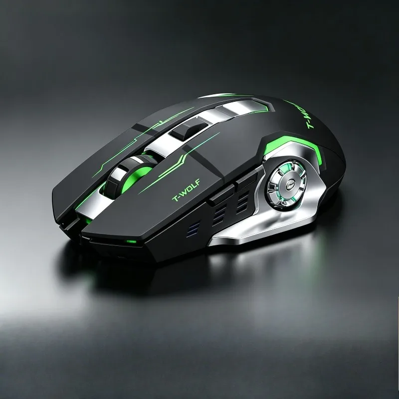 T-WOLF Thunder Wolf Q13B dual-mode wireless Bluetooth mouse TYPE-C charging silent luminous e-sports game mouse