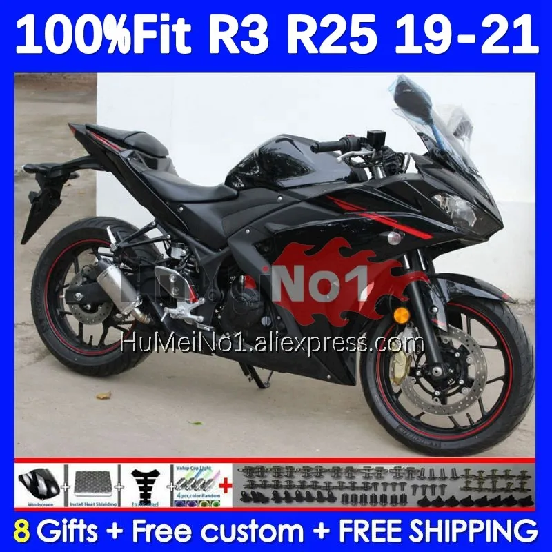 Injection For YAMAHA YZF-R3 YZFR25 YZF-R25 R 3 25 374No.190 YZFR3 YZF R3 R25 19 20 21 22 2019 2020 2021 2022 Glossy blk Fairing