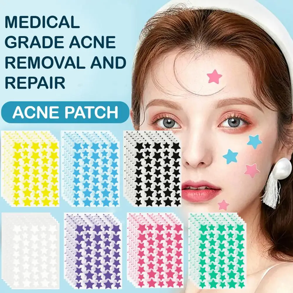 600/1400PCS Cartoon Star Acne Patches Concealer Pimple Patches Invisible ColorfuI Pimple Cover Sticker Pimple Removal