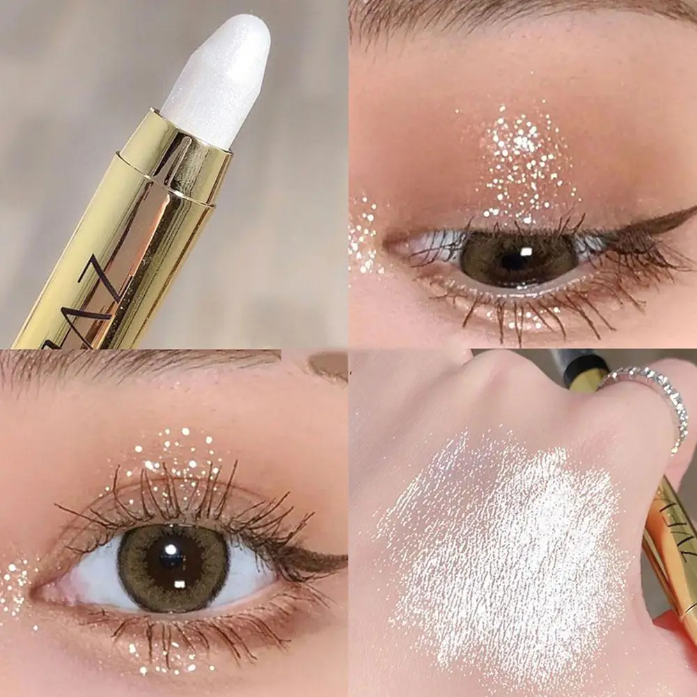 Lápiz de sombra de ojos con doble purpurina, sombra de ojos brillante, resaltador impermeable, resaltador, maquillaje, M3k8