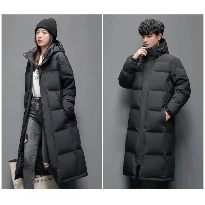 

Куртки на хлопковой подкладке, модные теплые новые зимние пуховики на хлопковой подкладке для мужчин и женщин, повседневные длинные до колена с капюшоном