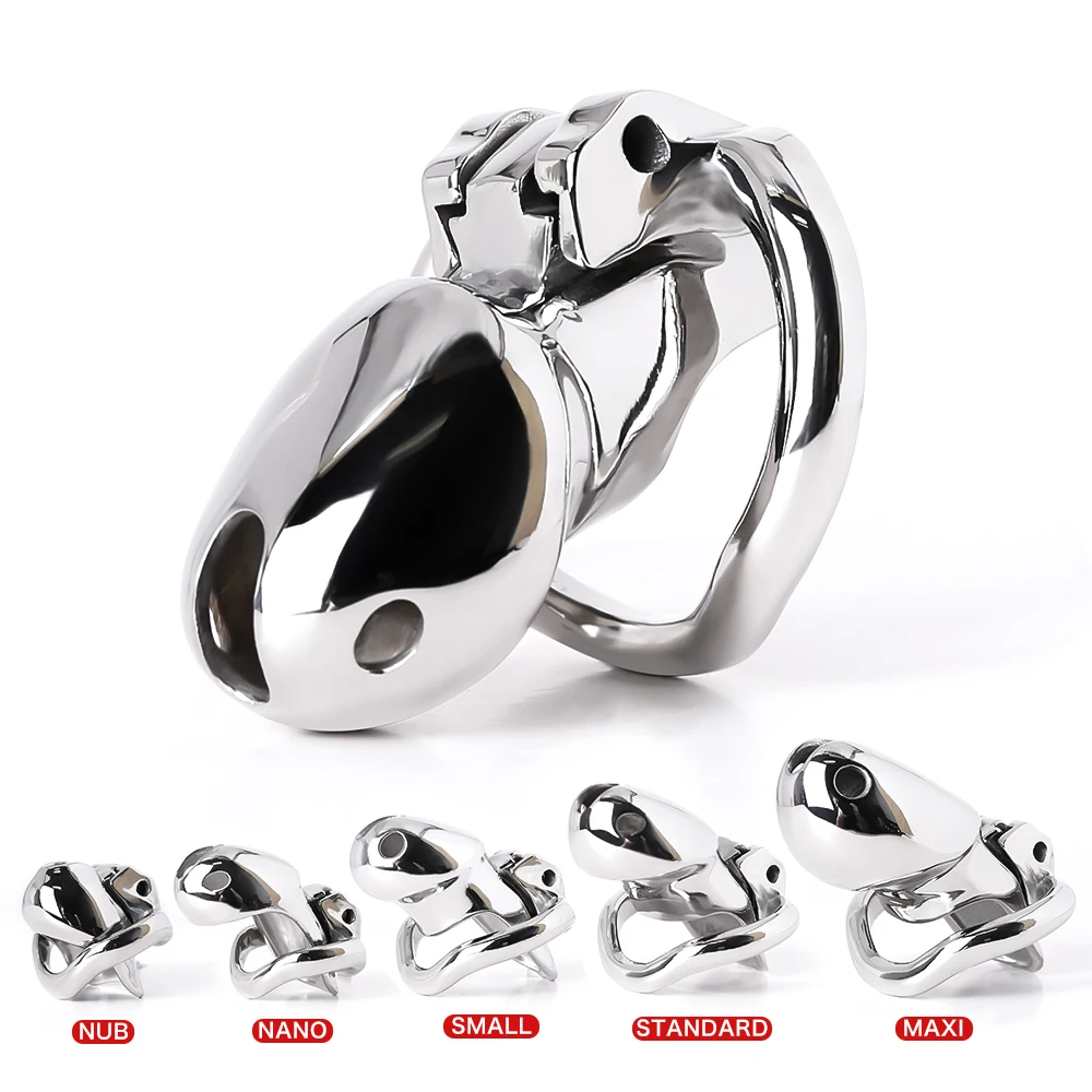 HTV3 Metal Stainless Steel Cock Cage Male Chastity Cage Lock Penis Ring Chastity Device Belt Restraint Sex Toys For Men Adult 18