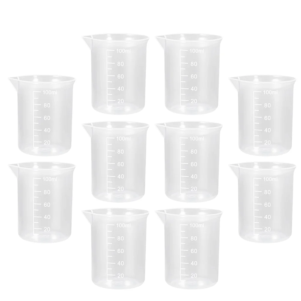 

10 Pcs Liquid Plastic Measuring Cup Cups Laboratory Supplies Coffee Dosing Transparent Measure