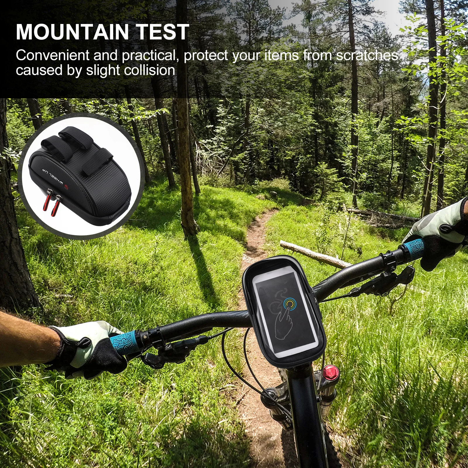 

Cycling Front Bag Waterproof Phone Pouch Composite Material Tube Bag Bike Pouch Scratch Proof Rain Proof Storage