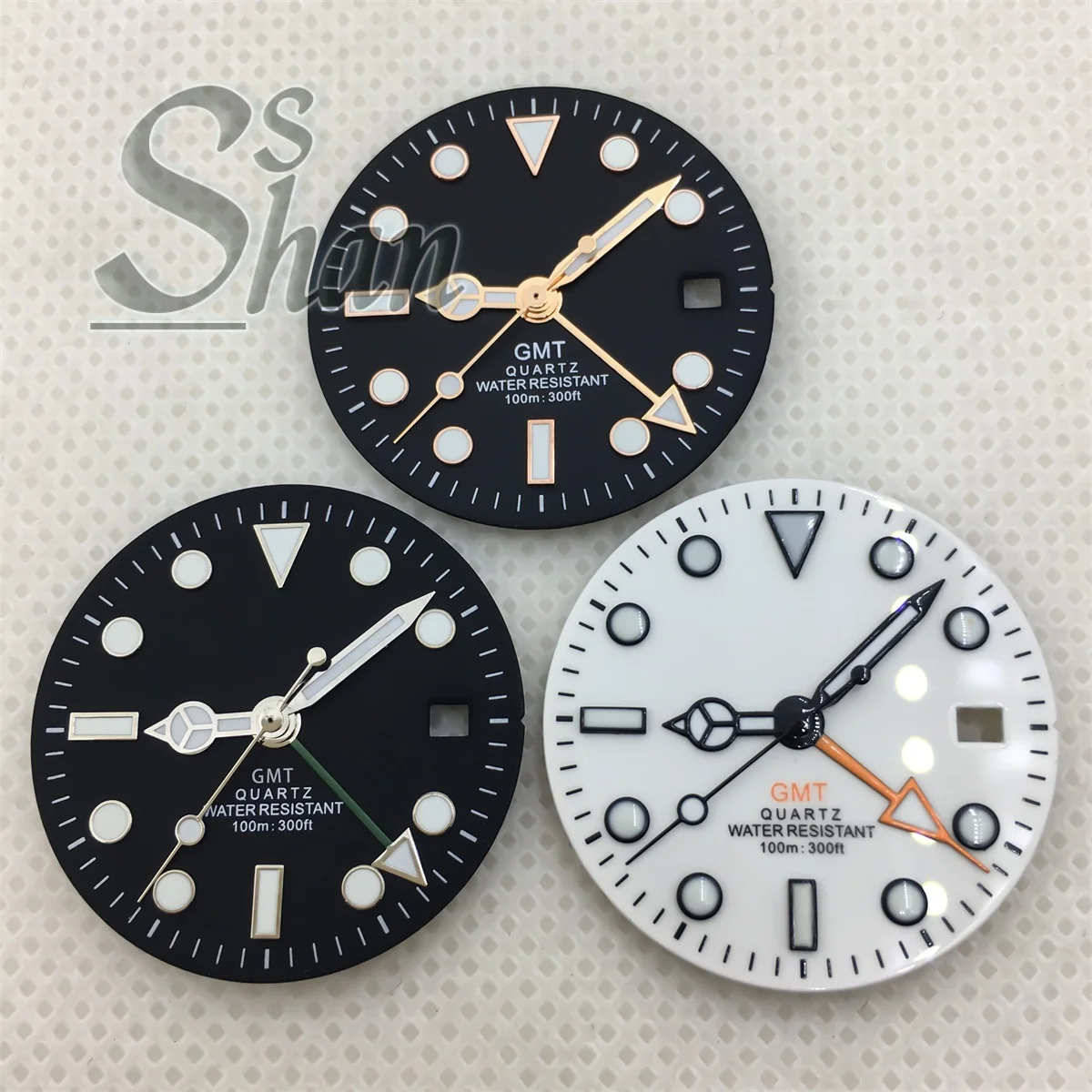 29mm quartz GMT dial is black and white paired with the hand-held C3 illuminated RONDA 515-24h GMT quartz movement watch parts