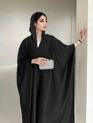 Fashionable Muslim black robe soft light forged bat sleeve long sleeved cardigan