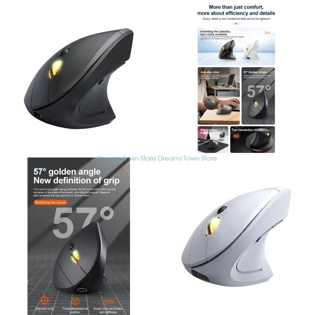 

HX6A Ergonomic Mouse Wireless 2.4GHZ Cordless Mouse with 1600DPI Vertical for PC