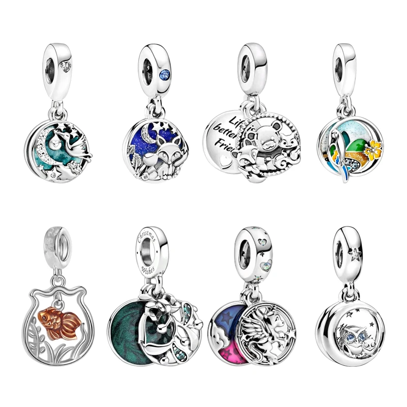 

New Fine Always by Your Side Owl Brazil Beach & Parrot Dangle Charm Beads Fit Original European Bracelets DIY Women Jewelry Gift