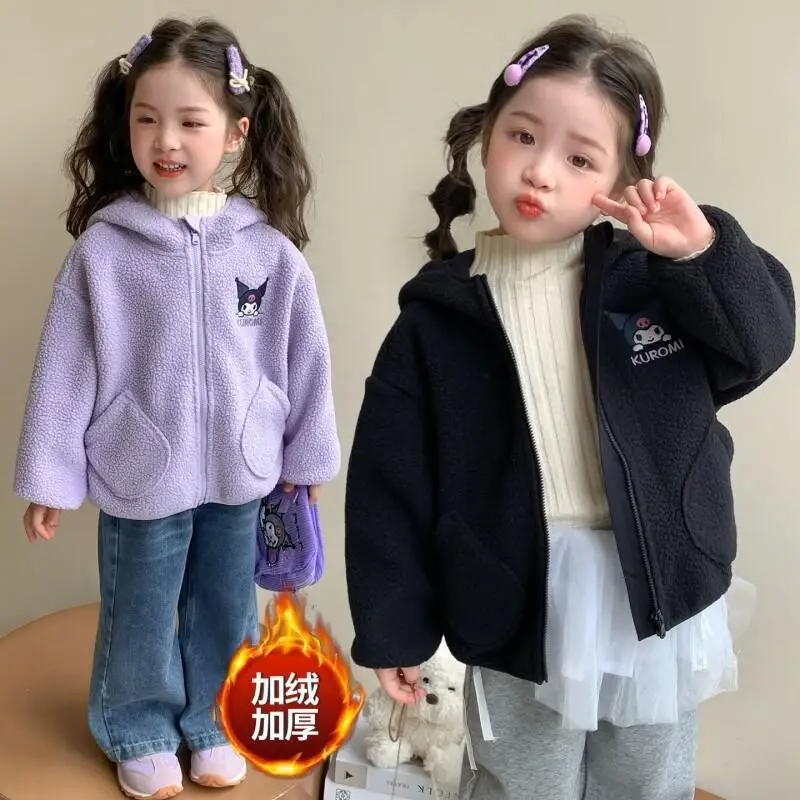 

Sanrio Hello Kitty Jacket Wool For Baby Toddler Girls Autumn Season Thickened Hooded 2026 New Style Warm Cute Fashion Clothing