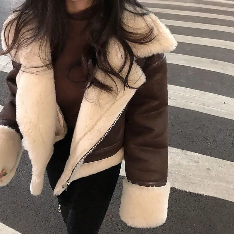PU elk velvet Jackets for Women New In Korean Version Coat Fashionable Tops Elegant Streetwear Especially Winter Women's
