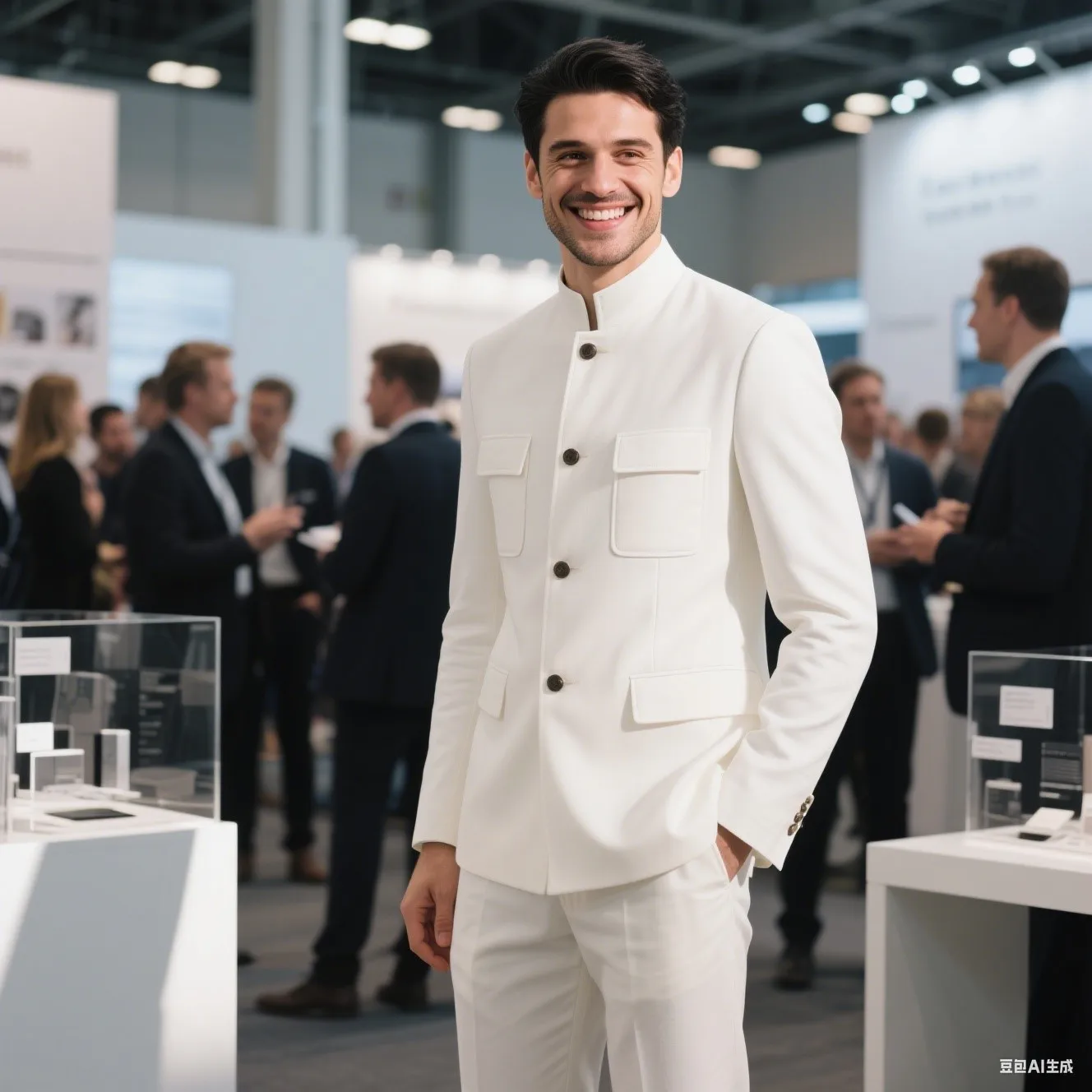 

Classic White men's suits 2 pieces business casual wedding party tuxedo Stand collar Men blazer terno masculino jacket pants