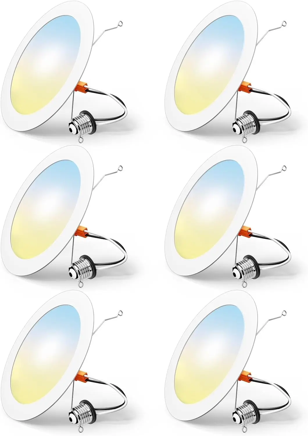 

6 Pack 6' Dimmable LED Recessed Lights, 2700K-6000K Adjustable, 10W=110W, 1000LM, IC & Damp Rated, ETL/FCC Certified