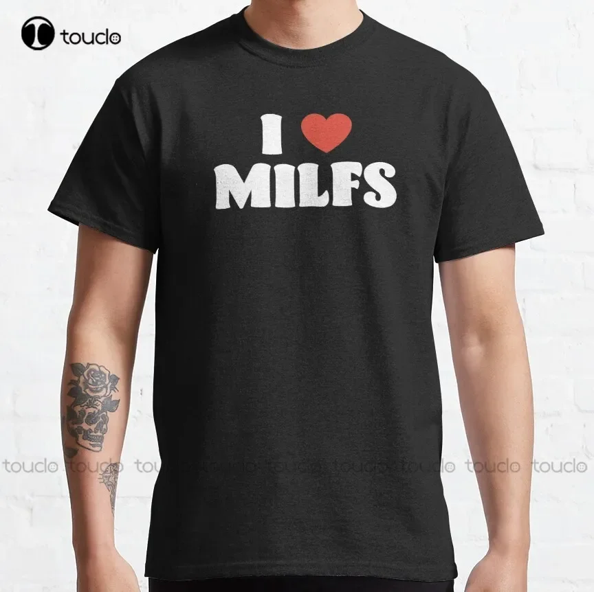 

Классическая футболка «I Love Milfs», красные рубашки, Высококачественная Милая элегантная Милая хлопковая Футболка в стиле Харадзюку с милыми рисунками из мультфильмов, Новинка