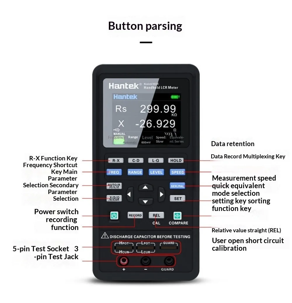 Handheld Oscilloscope Digital Tester Usb Waveform Generator Hantek1832C/Hantek1833C Measure Inductance Capacitance Resistance