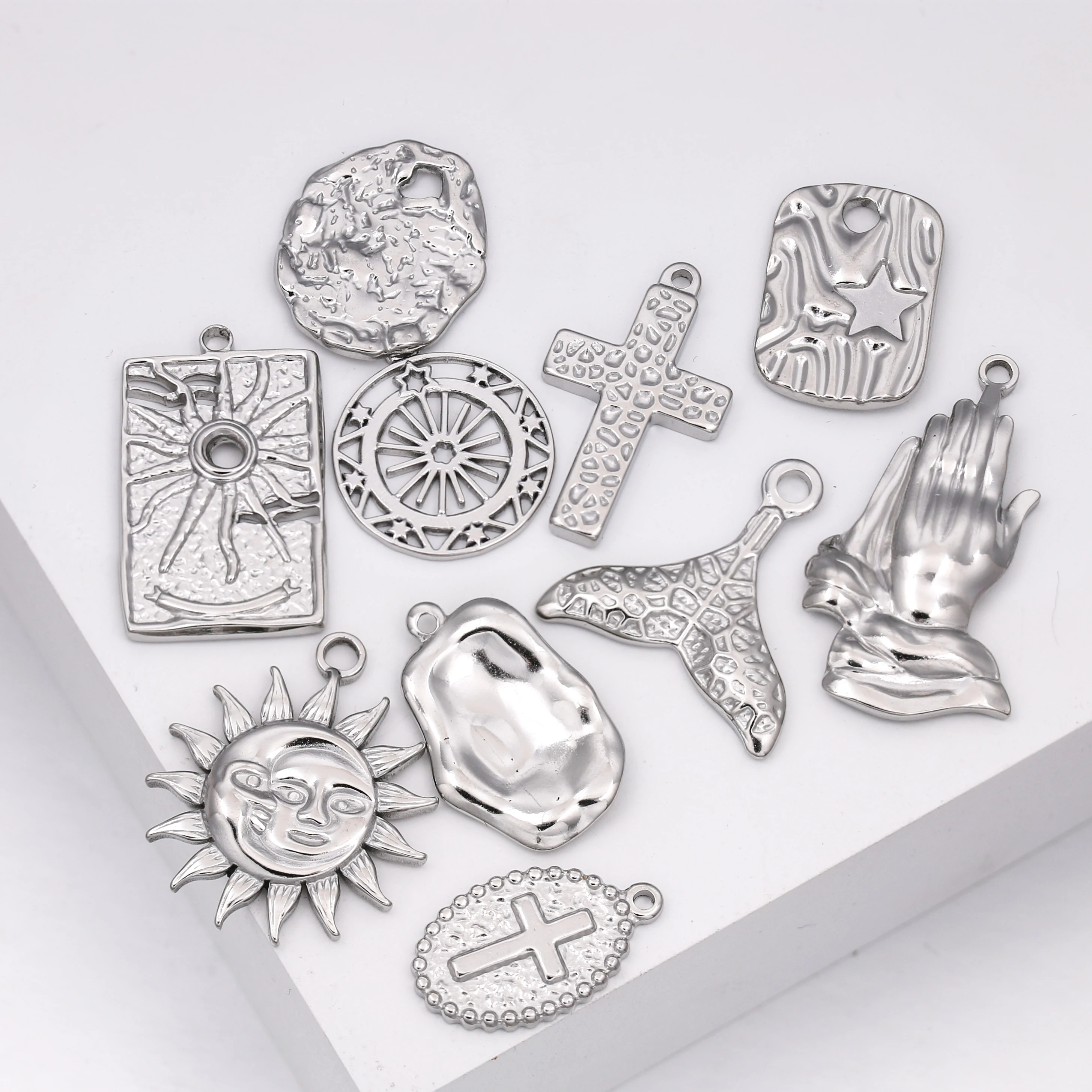 3PCS Edelstahl Unregelmäßige Geometrische Sonne Anhänger Charms Für DIY Halskette Armband Ohrringe Baumeln Charms Schmuck Zubehör – Detail 6