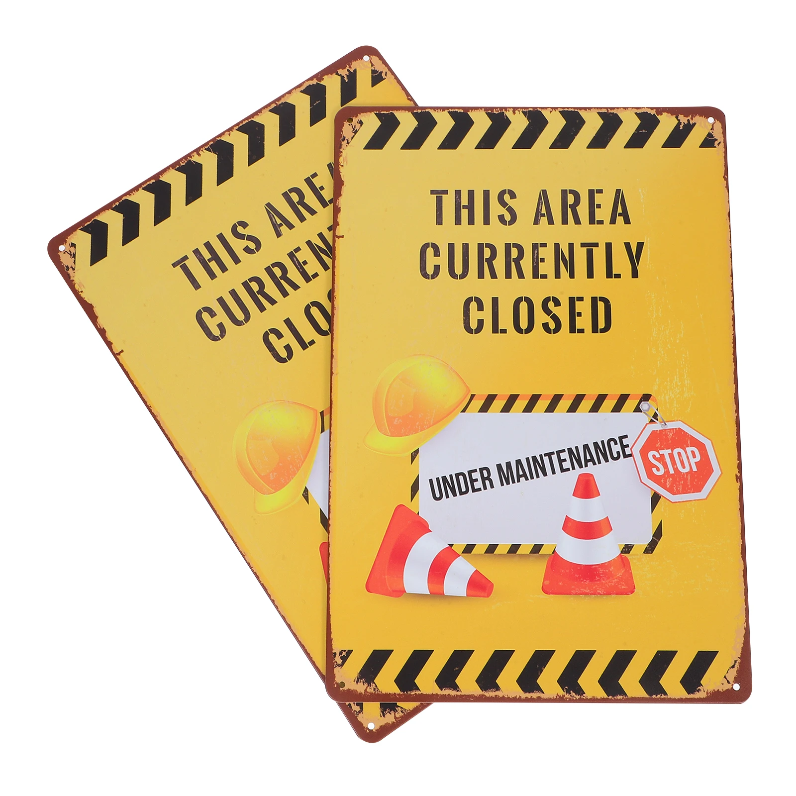 2pcs Traffic Warning Signs High Visibility Safety Sign Weather Resistant Reflective Road Closed Sign For Public Areas
