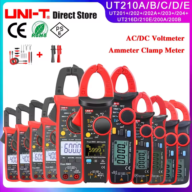UNI-T UT210E UT202A UT204 Plus pinza amperimétrica AC/DC voltímetro Digital amperímetro alicates multímetro multímetro eléctrico profesional